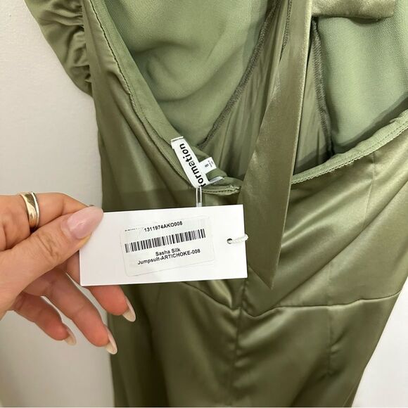 Reformation Sasha Silk Jumpsuit in Artichoke - Picture 3 of 5